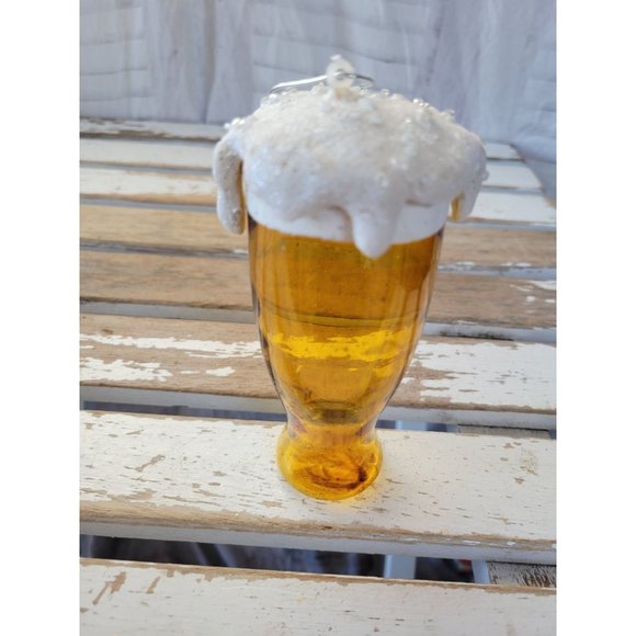 Beer glass mug foam alcohol ornament Xmas vintage tree large - Picture 1 of 7